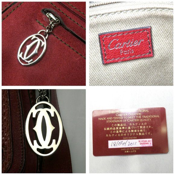 Cartier Marcello Oxblood Suede Snakeskin Python Saddle Shoulder Bag Messenger - Picture 10 of 12